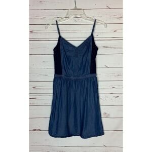 Splendid Women's S Small Blue Chambray Denim Sleeveless With Pockets Mini Dress